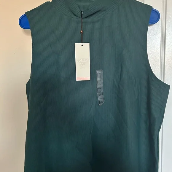 Calia xxl rib sleeveless top. Deep aqua - Picture 2 of 3